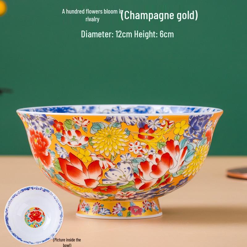 Jingdezhen Ceramic Rice Bowl: High-Foot, Enamel Color, Longevity Design