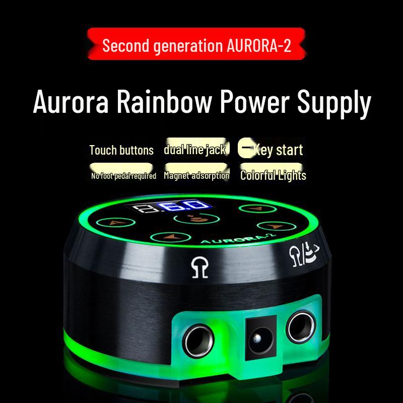 

Aurora Gen 2 Digital Tattoo Power Supply - High Power Voltage Regulator with Color-Changing Display Black Digital Display