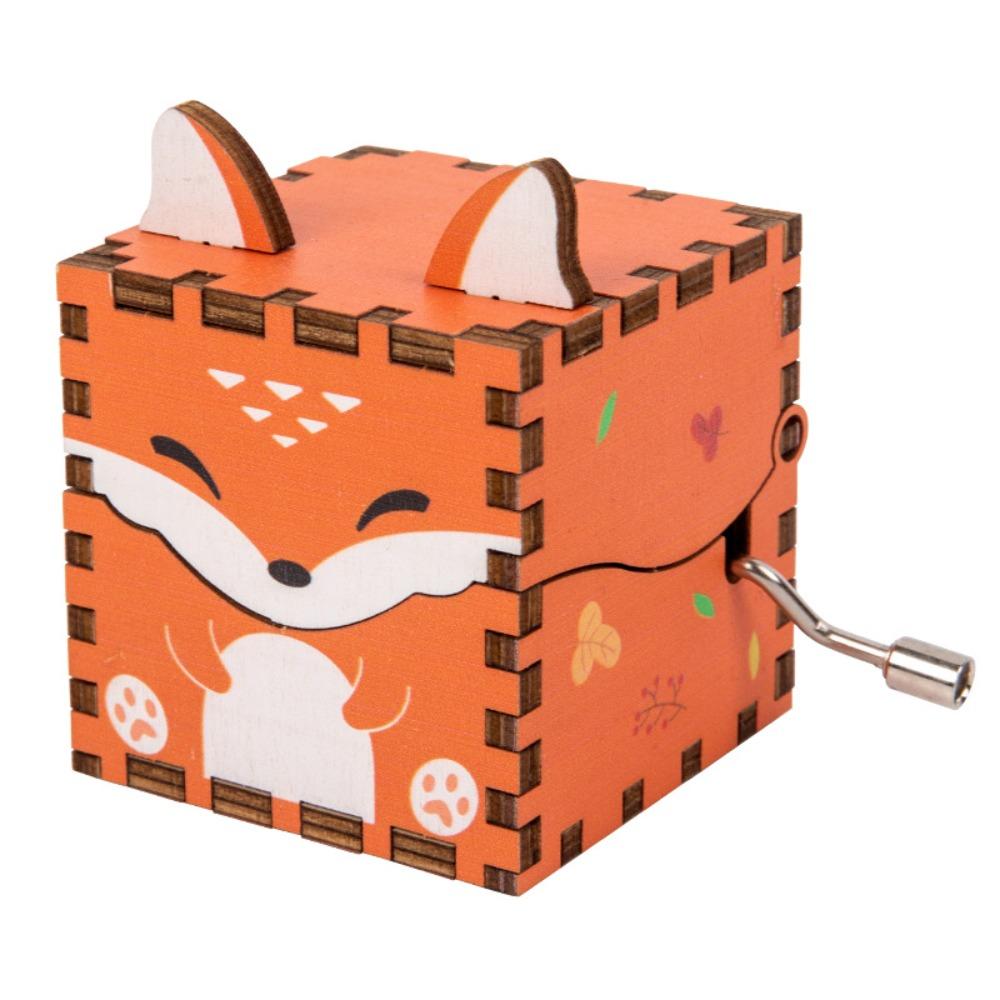 

Color Print Hand Crank Musical Boxes 3D Cartoon Animal Music Box Wooden Music Box Ornament Style A