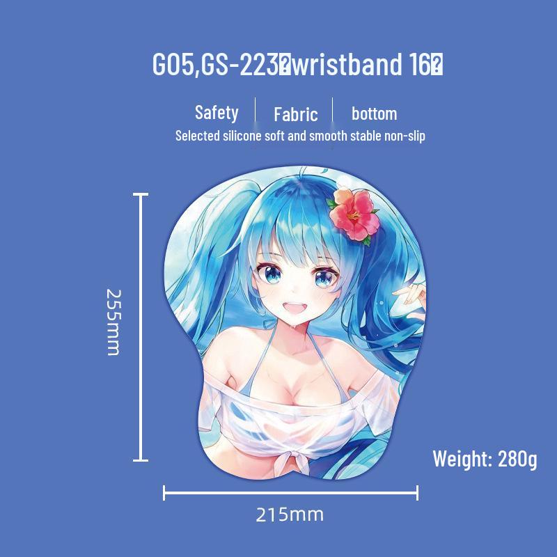 Beautiful Anime 3D Silicone Wrist Rest Mouse Pad - Creative Design, Hot Selling