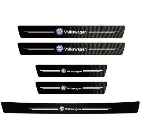 RUNTB1 1/4/5Pcs For Volkswagen VW Car Door Sill Scuff Plate Decor Carbon Fiber Stickers Golf Polo Passat Tiguan Touareg Magotan Touran