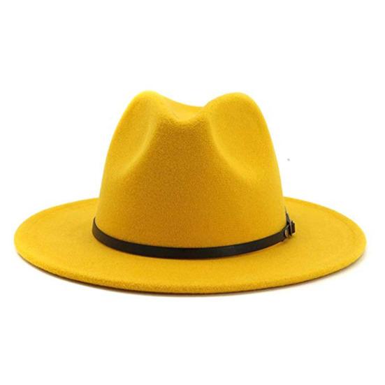Jazz Cap Wide Brim Breathable Solid Color Fedora Hat Winter Floppy Women Cap Streetwear
