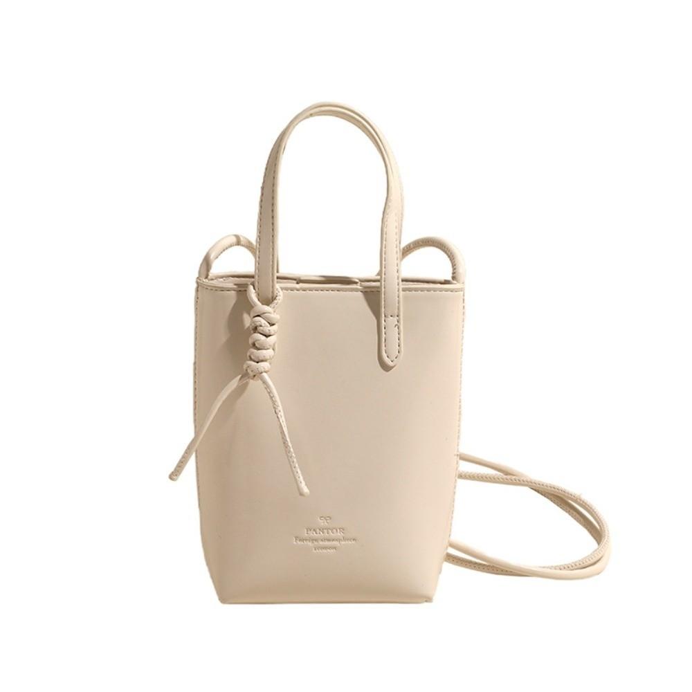 

Large Capacity Mini Crossbody Bag Pu Leather Cellphone Pouch Simple Mobile Phone Bag Travel бежевий