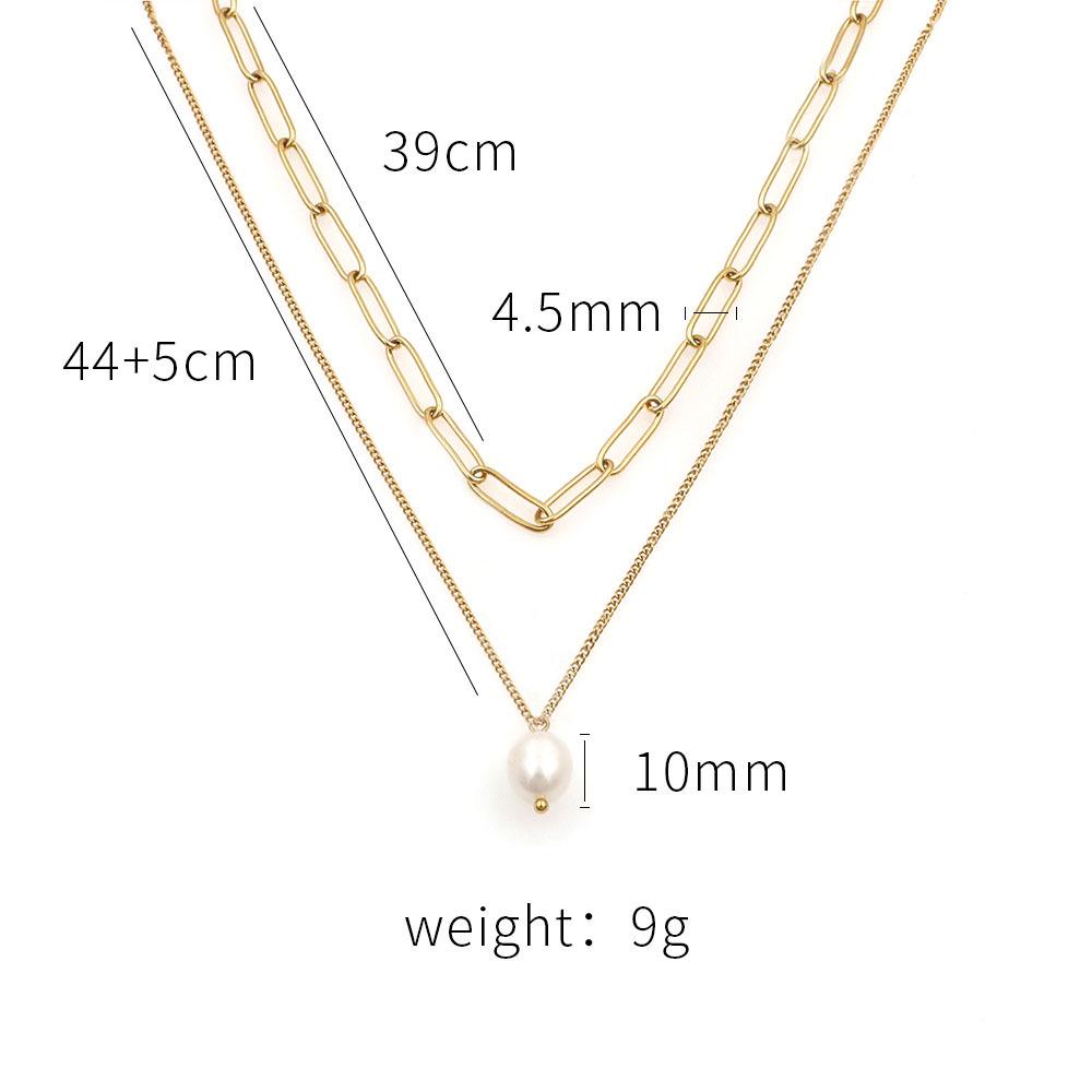 

Ожерелье на ключицу из титановой стали в европейском и американском стиле, двухслойное, с минималистичной жемчужной подвеской для женщин