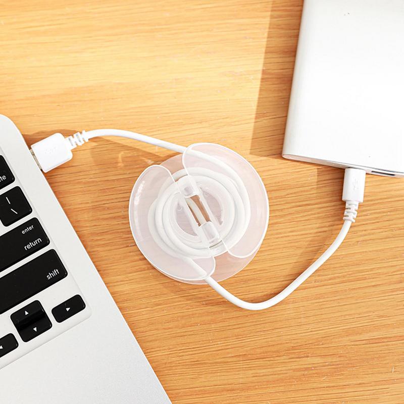 1Pc Transparent Charging Cord Organizer Portable Charger Cord Holder Round Storage Case Retractable Reel Box Cable Winder