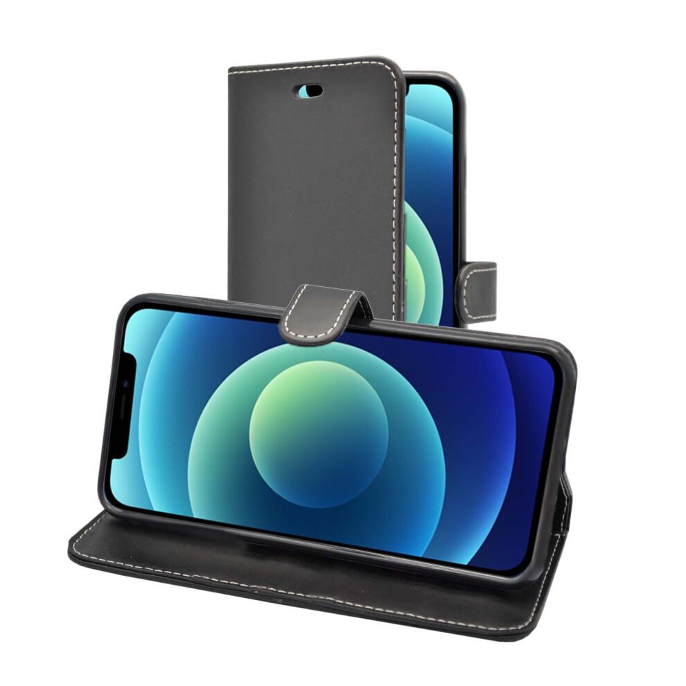 (Black) For Apple iPhone 13 Case Wallet Flip PU Leather Kickstand Card Holder Cover