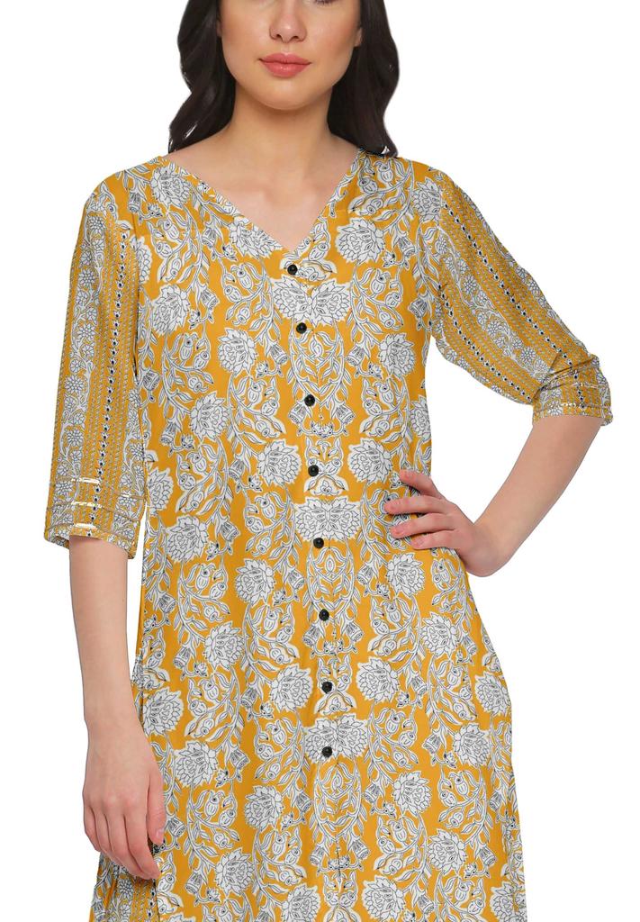 Moomaya V Neck Printed Kurta And Palazzo Pant Set Ethnic Wear Dress For