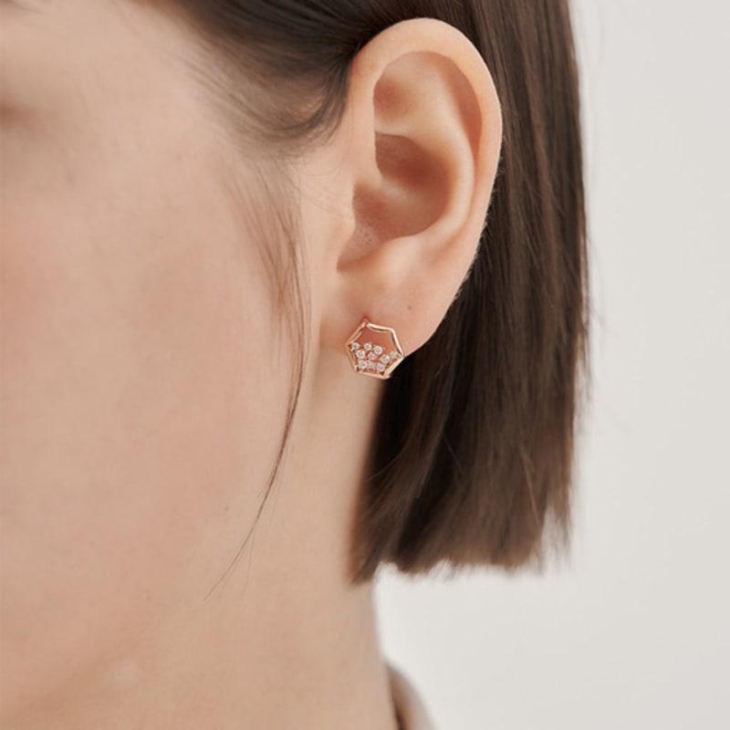 ELLE Jewelry 14K GF Hexagonal Cubic Point Earrings ELGPEE563