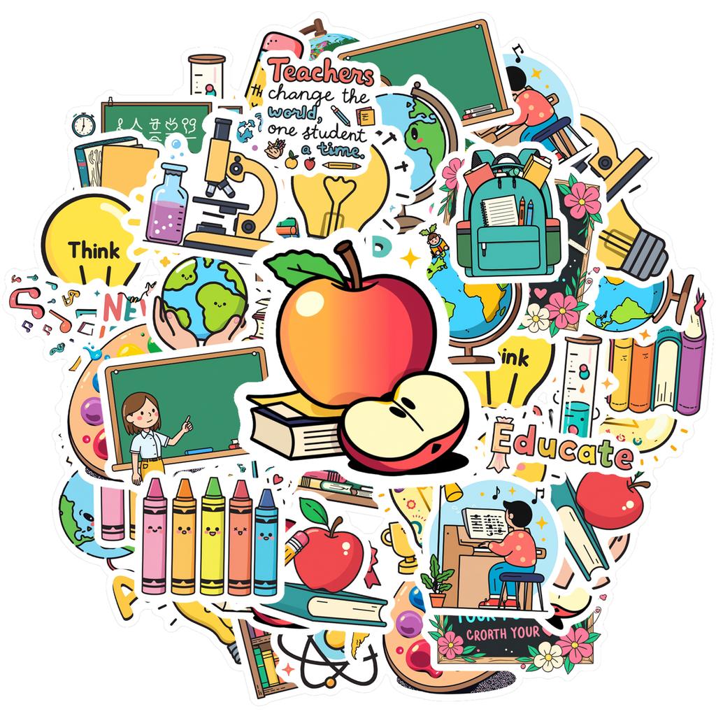 Cartoon Education Decals Cute School Teacher Reward Stickers Funny Stickers For Laptop Fridge Guitar