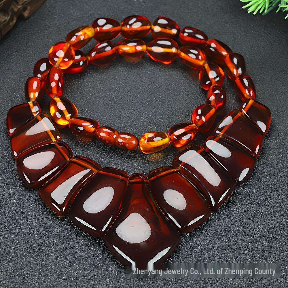 Second Gen Amber Beeswax Blood Spot Necklace - Trendy High-End Craft for Women