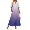 Ladies Casual Fashion Temperament Elegant Waist Gradient Color Print Long Dress