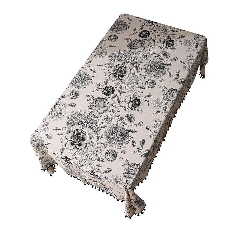 Tovaglia nordica con stampa a nappe in cotone lino antimacchia - Resistente al calore per casa e sala da pranzo
