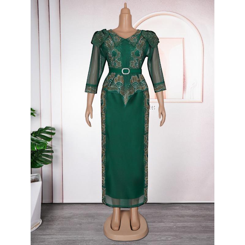 Plus Size Damenmode Hot Diamond Weihnachtsfeier Fake Two Kleider