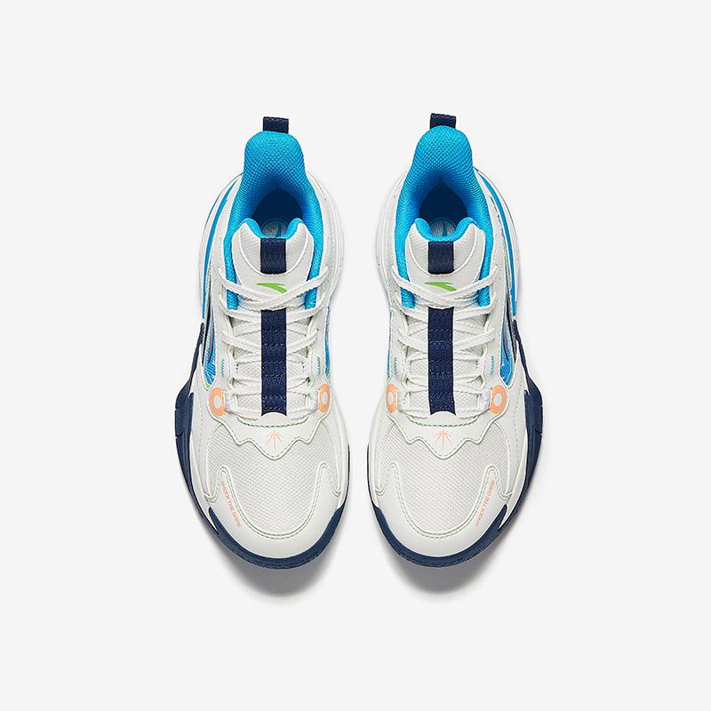 Anta Kids Dominance Synthetic Leather Mesh Fashion Breathable Low-Top Basketball Shoes Men sneaker White Blue A12511106-2