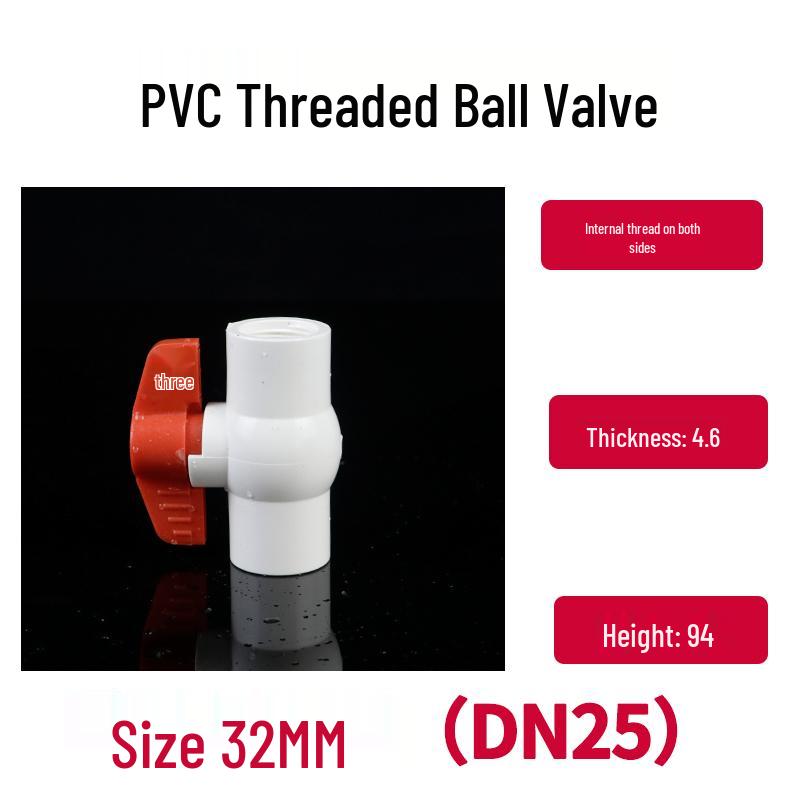 PVC Ball Valve with Threaded Inner Teeth for Water Supply (Sizes: 20, 25, 32, 40, 50, 63, 75, 90, 110)