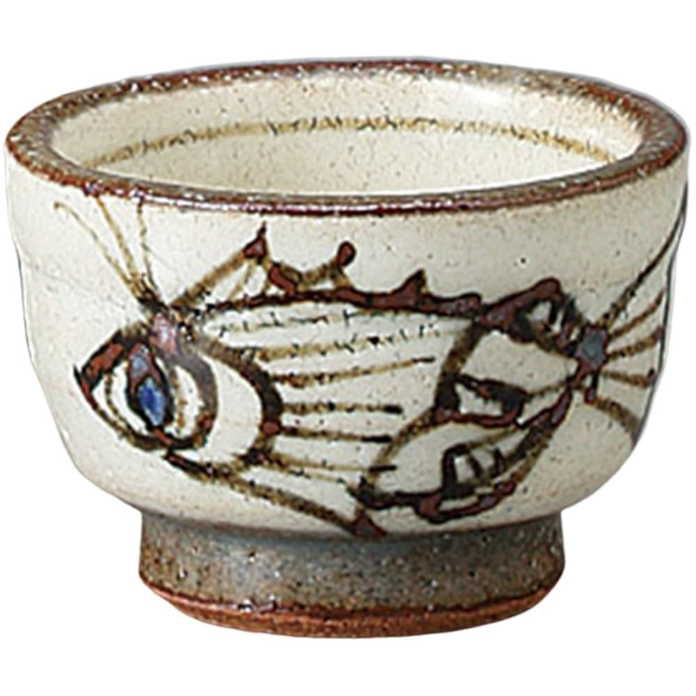 Sake Tokkuri and Ochoko Bottle and x Arabesque Fish Pattern 2 Tokkuri Bottle and Set Mino Ware Ale-net Set, (Sake Chock) Set, 8.5cm H13.5cm, Approx.