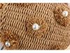 Handcrafted Fashion Bucket Bag: Pearl & Flower Woven Paper Rope Design
