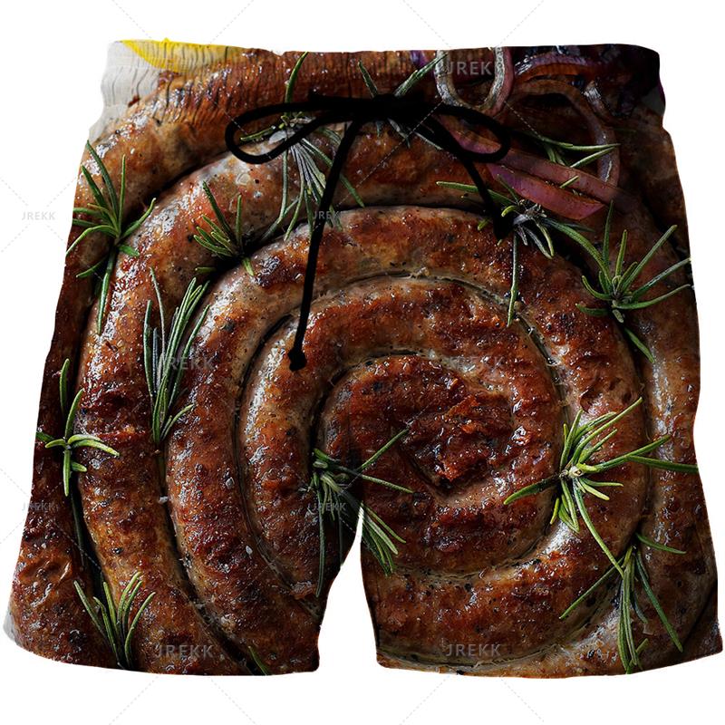 Summer 3D Food Graphic Print Shorts Fashionable Casual Beach Men's Shorts
