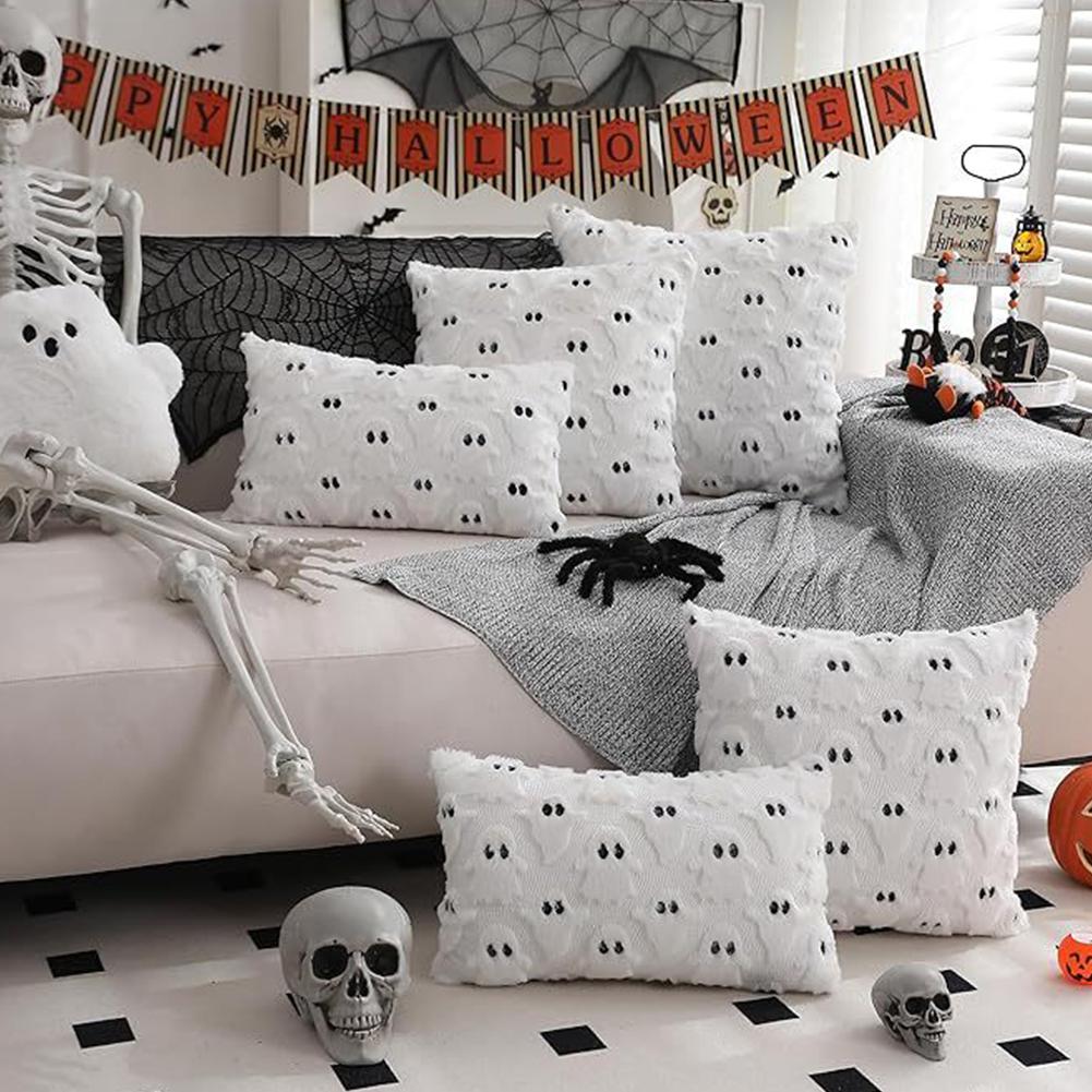 

1-5PCS Halloween Throw Pillow Covers Cute Ghost Pumpkin Embroidery Cushion Cover for Sofa Couch Decor Pillowcase Without Filler