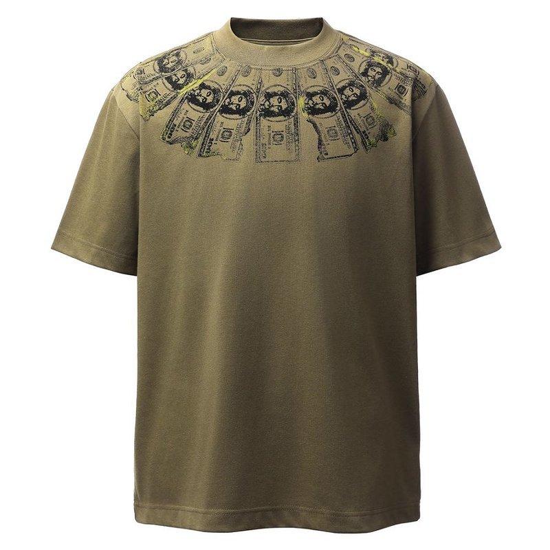 Foreign Trade Cross-border Dollar Pattern Printing Short-sleeved T-shirt, Semi-turtleneck Design Personalized Street Style Loose Trendy Men's Clothing