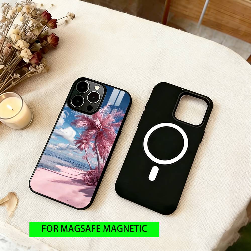 Coconut tree Phone Case For iPhone17,16,15,14,13,12,11 Plus,Pro Magnetic with Magsafe Wireless Charging iPhone17ProMax