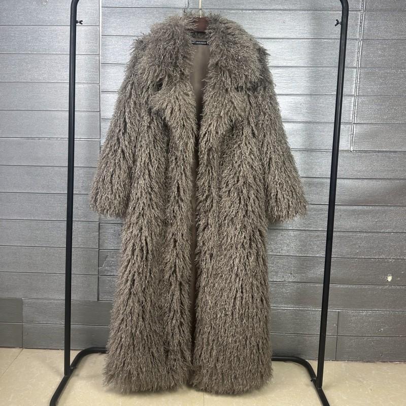 Womens Faux Fur Coat Longline Blazer Style Winter Warmth Streetwear Fashion