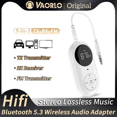 3'ü 1 Arada Bluetooth 5.3 Alıcı Verici FM Kablosuz Ses Adaptörü 3.5mm AUX Mikrofonlu HD Eller Serbest Çağrı Araç Kiti Hoparlör İçin