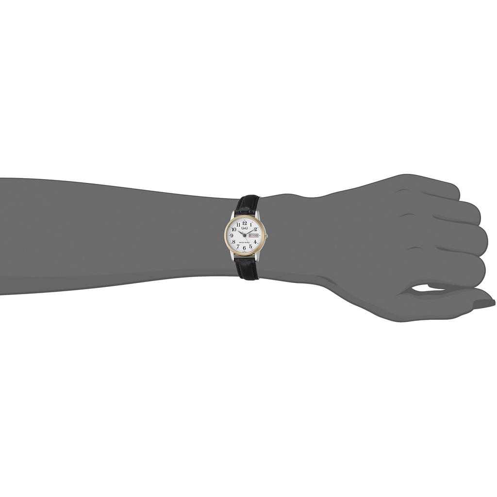 Citizen Q&Q Women's Analog Waterproof Watch with Date, Day Display & Leather Strap A207-504 White