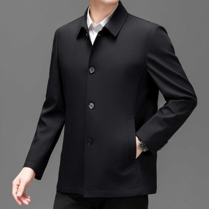 

Новая мужская куртка из шелка mulberry, весенне-осенняя, на пуговицах, для папы, деловая повседневная куртка для мужчин среднего возраста 195