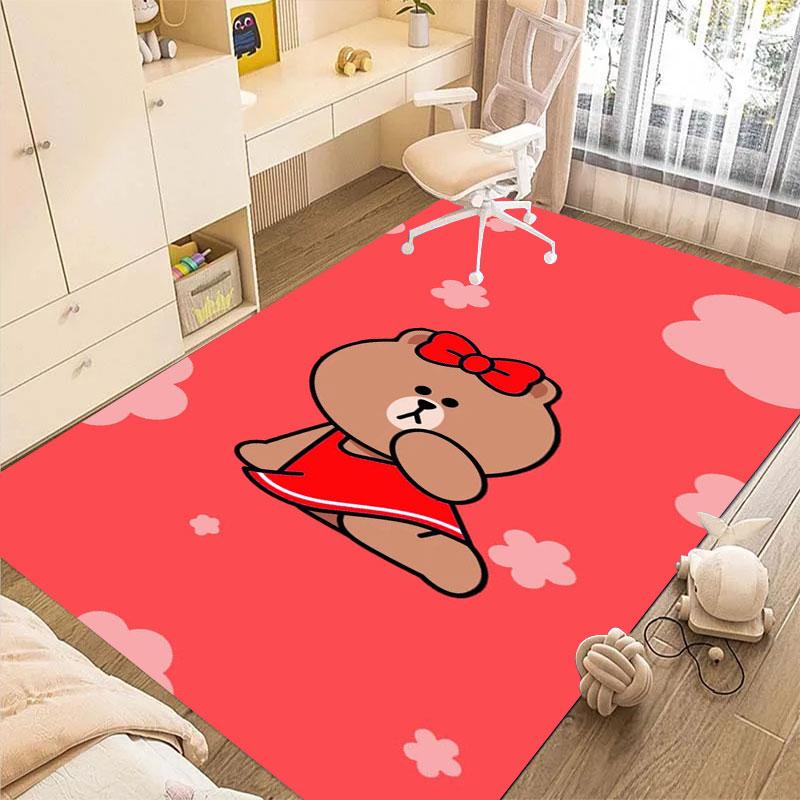 Non-slip decorative rug, cute cartoon welcome mat, Line Friends series pattern, a gift for friends and family.
