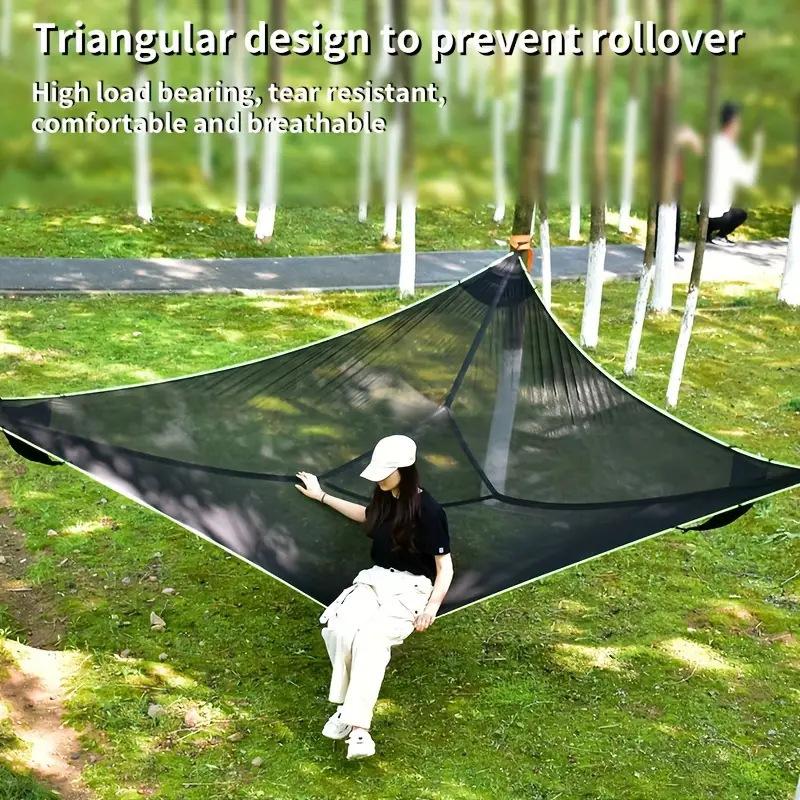 Outdoor Camping Triangle Hammock Anti Rollover Mesh Travel Portable Lazy Swing Tent Courtyard Aerial Suspend Bed зелёный