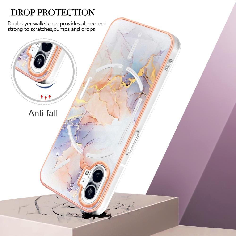 

For Nothing Phone (1) 5G Case with IMD Marble Flower Pattern TPU Mobile Back Cover Purple Flowers