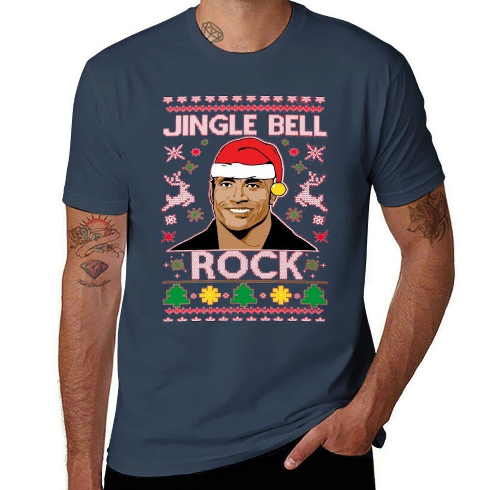 Jingle Bell Rock Ugly Christmas Sweater Tshirt Work Utility Casual Tee Shirt S