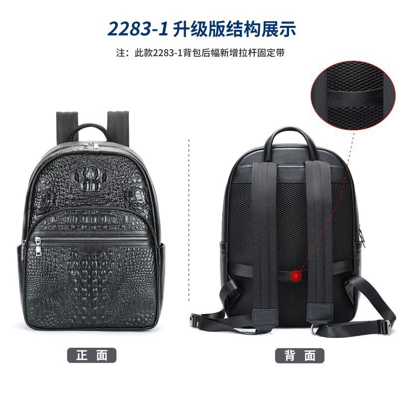 Head Layer Cowhide Casual Men s Backpack Fashionable Crocodile Pattern Versatile Large Capacity Leather Trendy Computer Bag 30cmx15cmx41cm