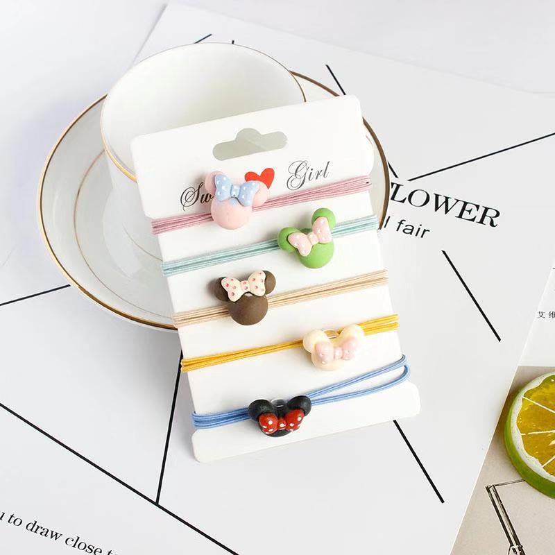 5 Pcs/set Cartoon Animals Flower Children Elastic Hair Rubber Bands Accessories For Girls Kids Scrunchies Tie Hair Rope Holder