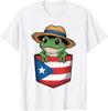 Cote Puerto Rico Coqui Frog Jibaro Pocket Flag T-Shirt