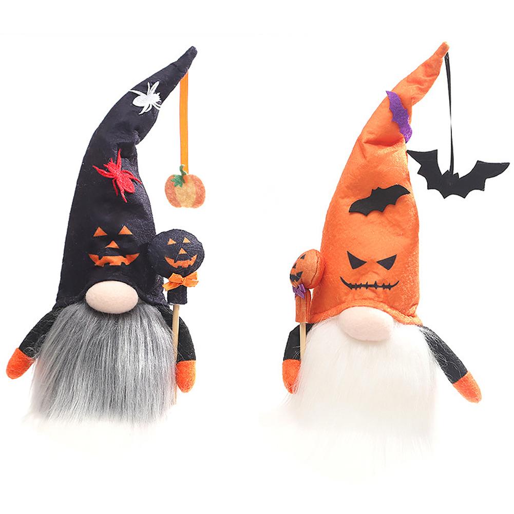 Halloween Faceless Pumpkin Dolls Bearded Gnomes Ornament With Lights Layout Props Home Decoration Accessories