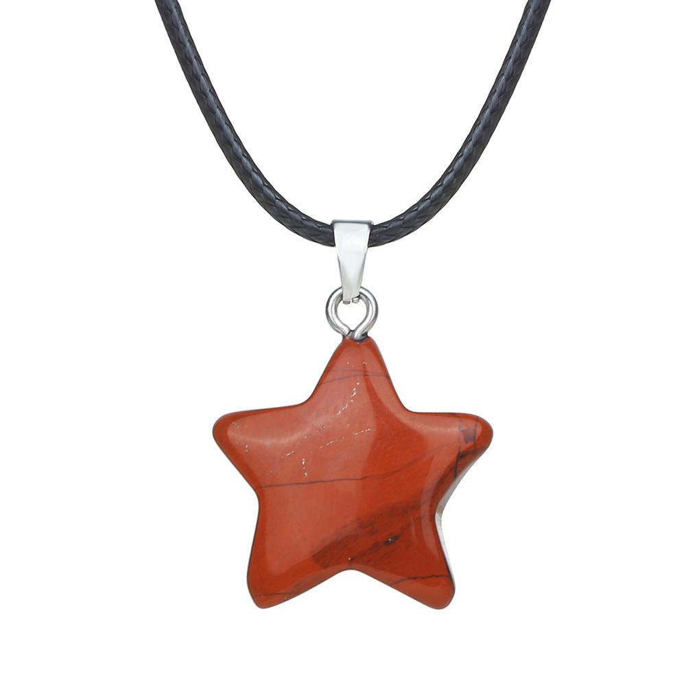 Natural stone star pendant, Xiuyu, blue patterned stone, pentagram necklace, jewelry