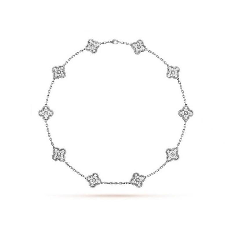 

Бутик Ожерелье Десять Цветков Двустороннее Четырехлистный Клевер Цепочка на Ключицу Роскошное Высококлассное Женское Ожерелье