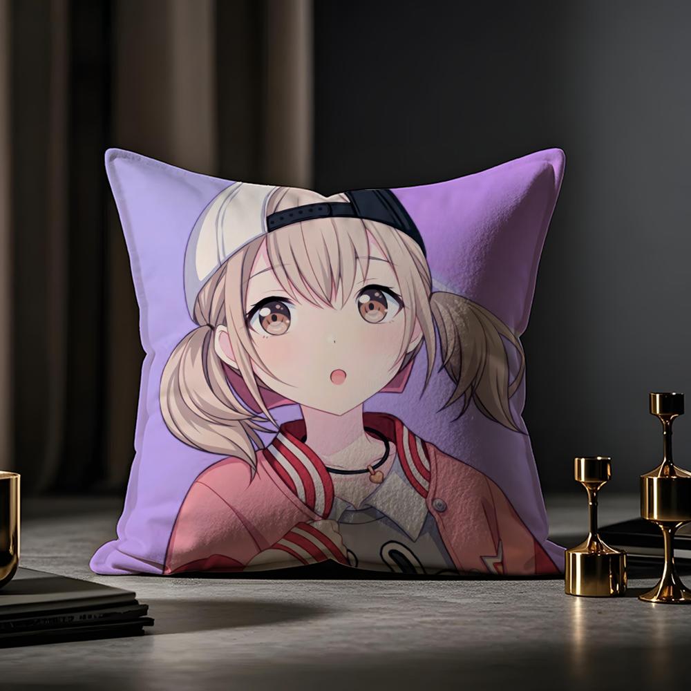 Project Sekai Anime Young Cushion Cover Anti-dustmite Pillowcase Invisible Zipper Silky Short Plush Sofa Cushion Cover