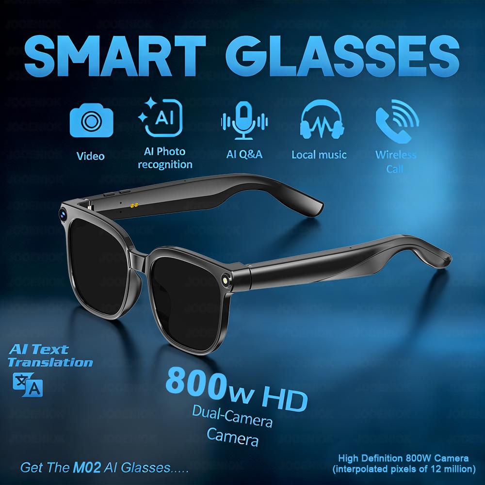 

New Smart AI Glasses Men 8K HD AI Translation Chat GPT 800MP Camera BT Call Music Control 360mAh Charging Sunglasses Women