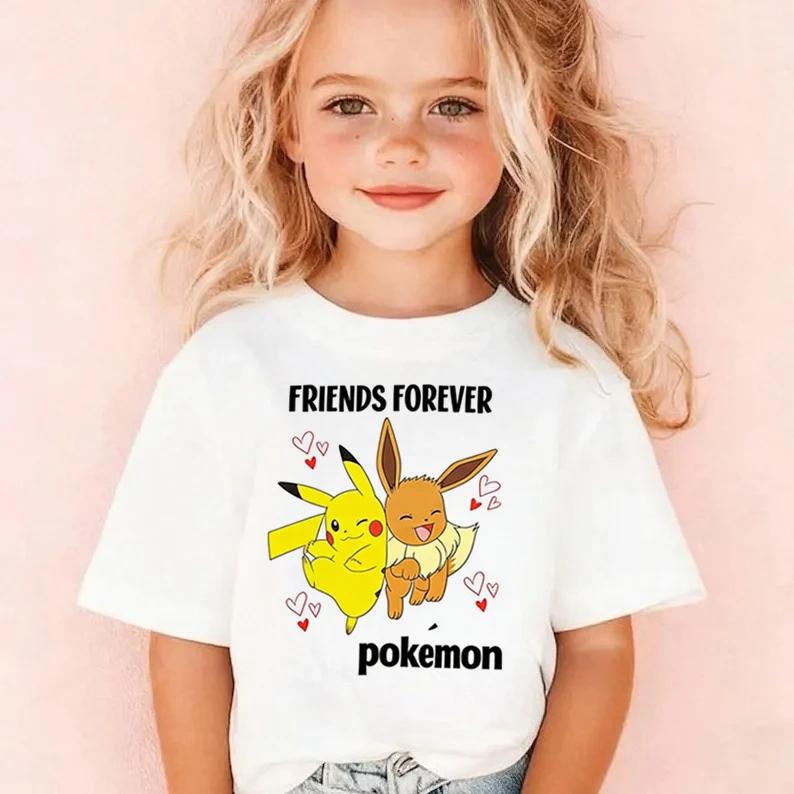Summer Anime Pokémon Cosplay TShirt Cotton Short Sleeve Tops Casual Loose Retro TShirt Men Women Kids Family Matching Outfits