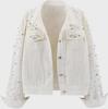 Damen Slim Fit Strass Jeansjacke - Modisches Heavy Industry Design