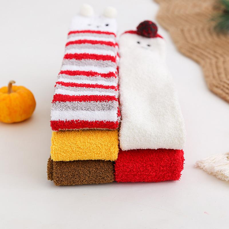 Socks Women'S Japanese Cartoon Animation Women'S Sleep Socks Coral Fleece Socks Thickened Warm Knee Socks Christmas Socks Wholesale