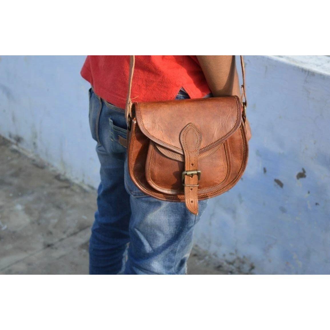 

Мужская сумка-мессенджер через плечо из натуральной кожи, винтажная 9 x 7 x 3 in
