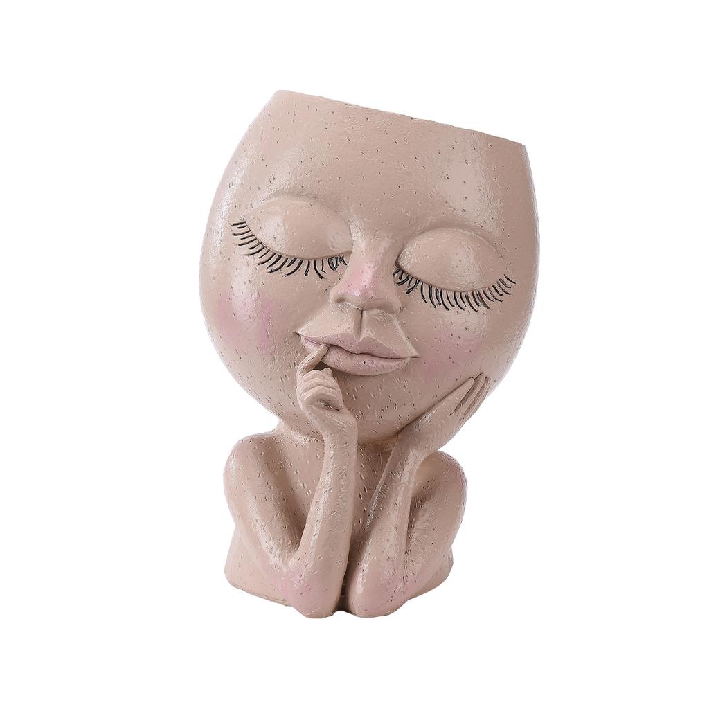 Face Planter Pots Head Planter Face Flower Pot Head Planter for Indoor Outdoor Plants with Drainage Hole Closed Eyes