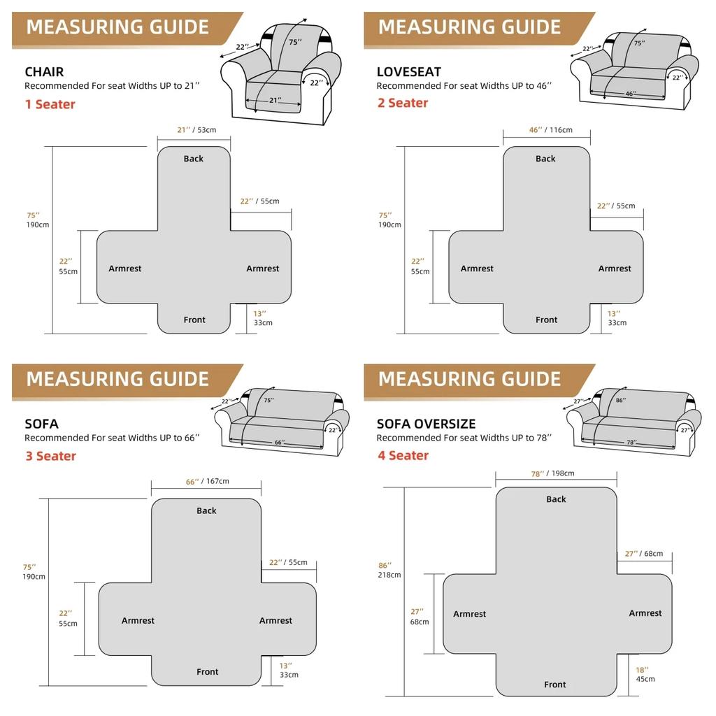 1pc All-Season Modern Water-Resistant Sofa Cushion Cover, Single/2/3/4 Seater Sofa, Pet-Friendly, Full Set of Sofa Protectors