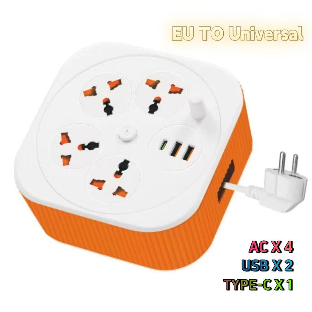 Square Retractable Power Strip – Multi-Function Extension Cord with USB Charging Ports, Portable 2-Meter Socket Organizer