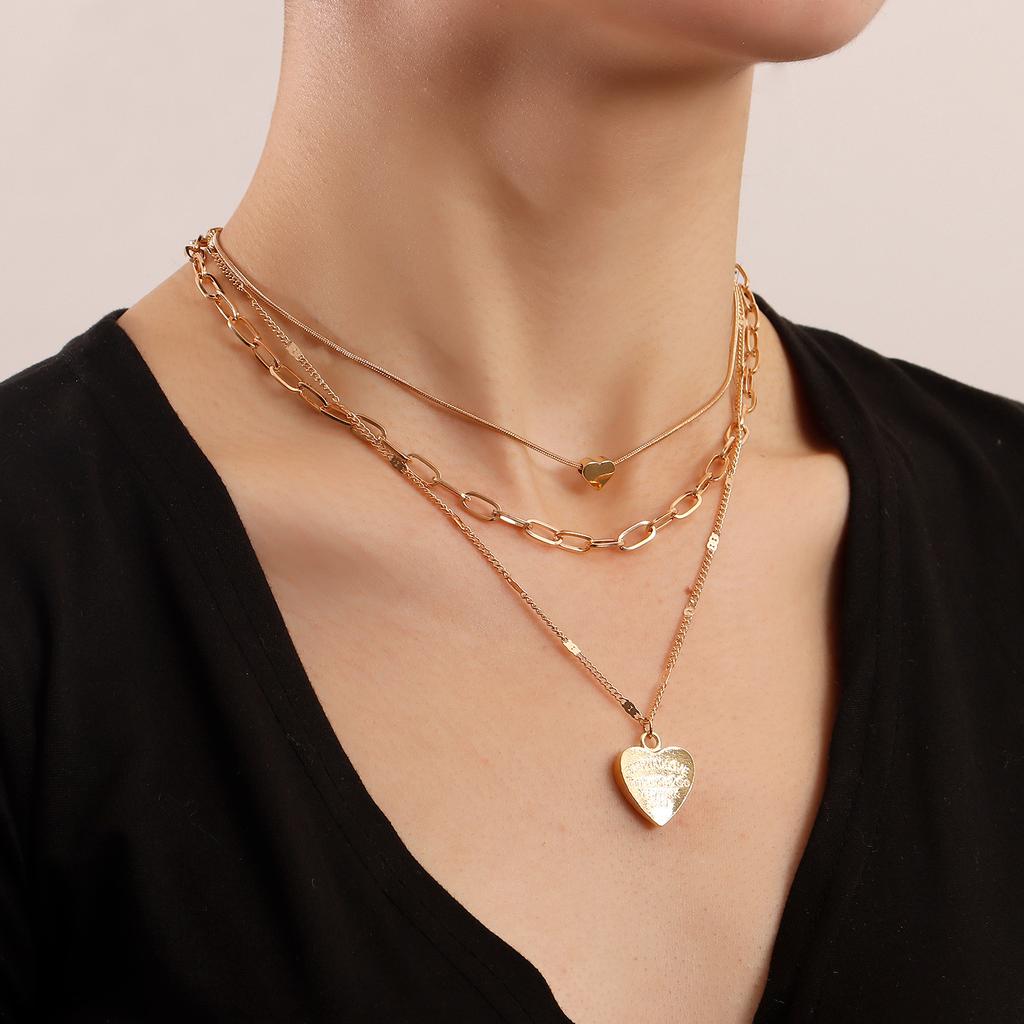 Valentine's Day engraved 111 letters love pendant necklace trendy multi-layer ins style necklace
