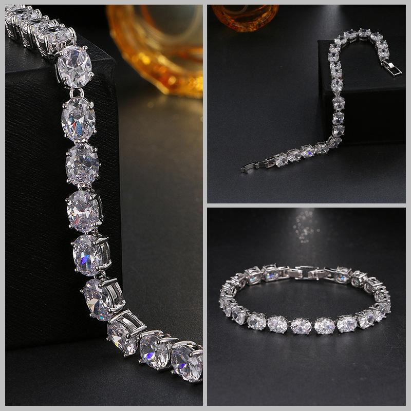 Materiál: Materiál stříbro: měděný Módní kulatý zirkonový náramek pro ženy, nádherný dárek, evropský a americký trendy náramek